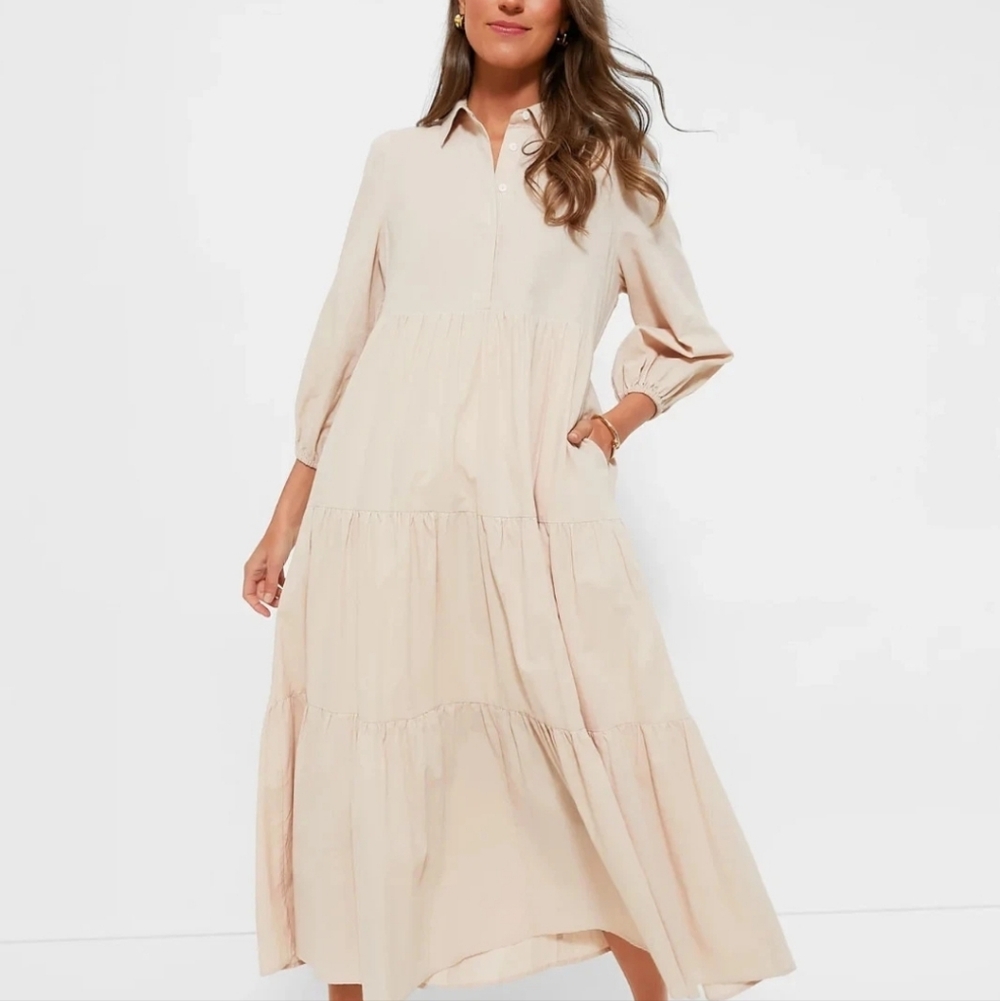 NWT Tuckernuck POMANDER PLACE Mabel in Sandstone Cotton Maxi Dress Medium